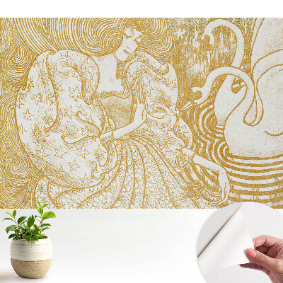 Tapeta Žena s labutěmi ve stylu pohádky