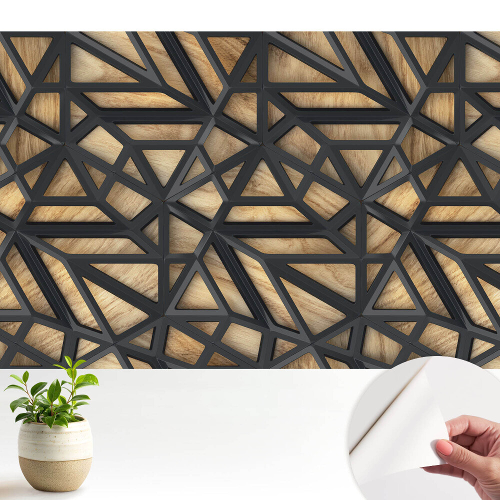 Tapeta Geometrické trojúhelníky, harmonie dřeva