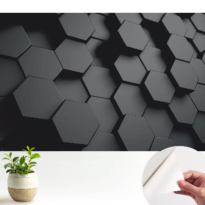 Tapeta do obyvaku Tmavé 3D šestiúhelníky elegance a modernita
