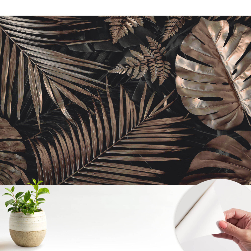 Tapeta na zeď Tropické listy v hnědé barvě