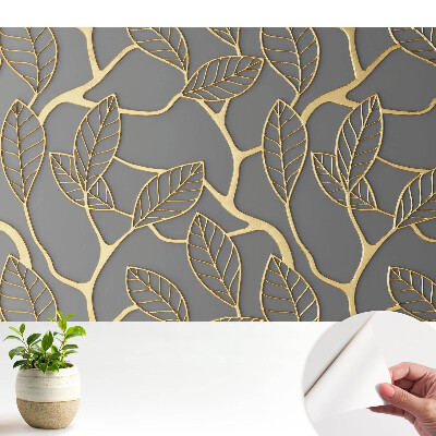 Tapeta do obyvaku Listy na šedém pozadí, jemný vzor