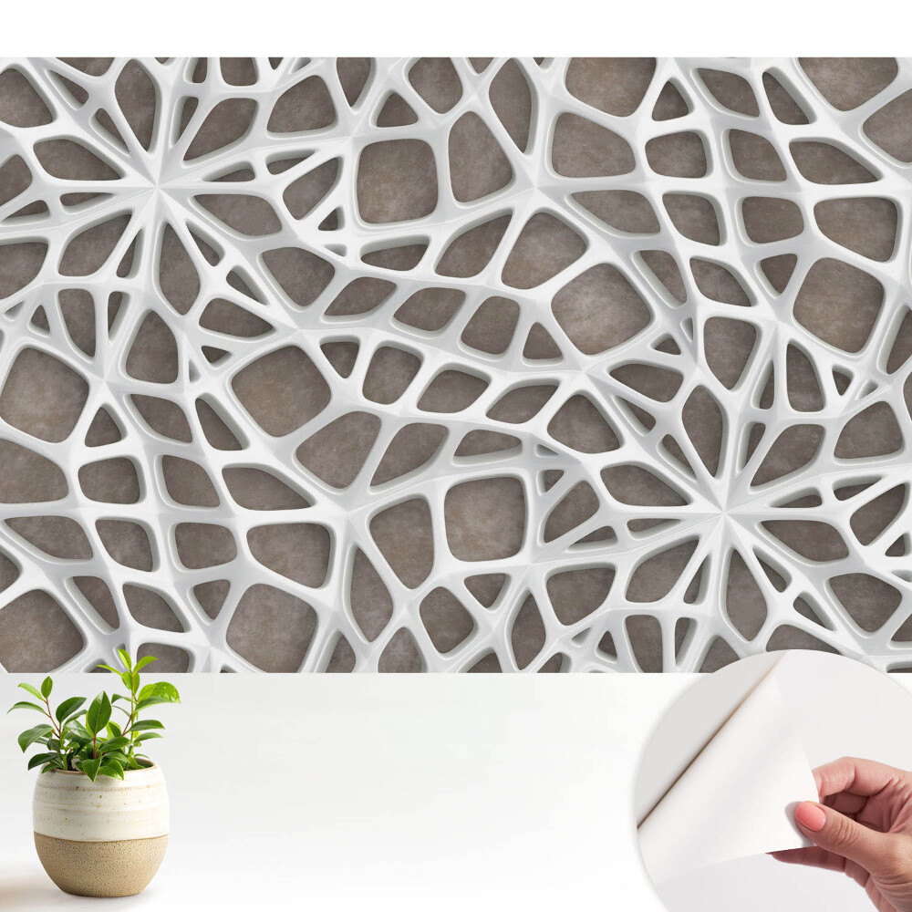 Tapeta do obyvaku Bílé organické struktury na hnědém pozadí