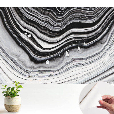 Tapeta do obyvaku Abstraktní vlny černé a bílé