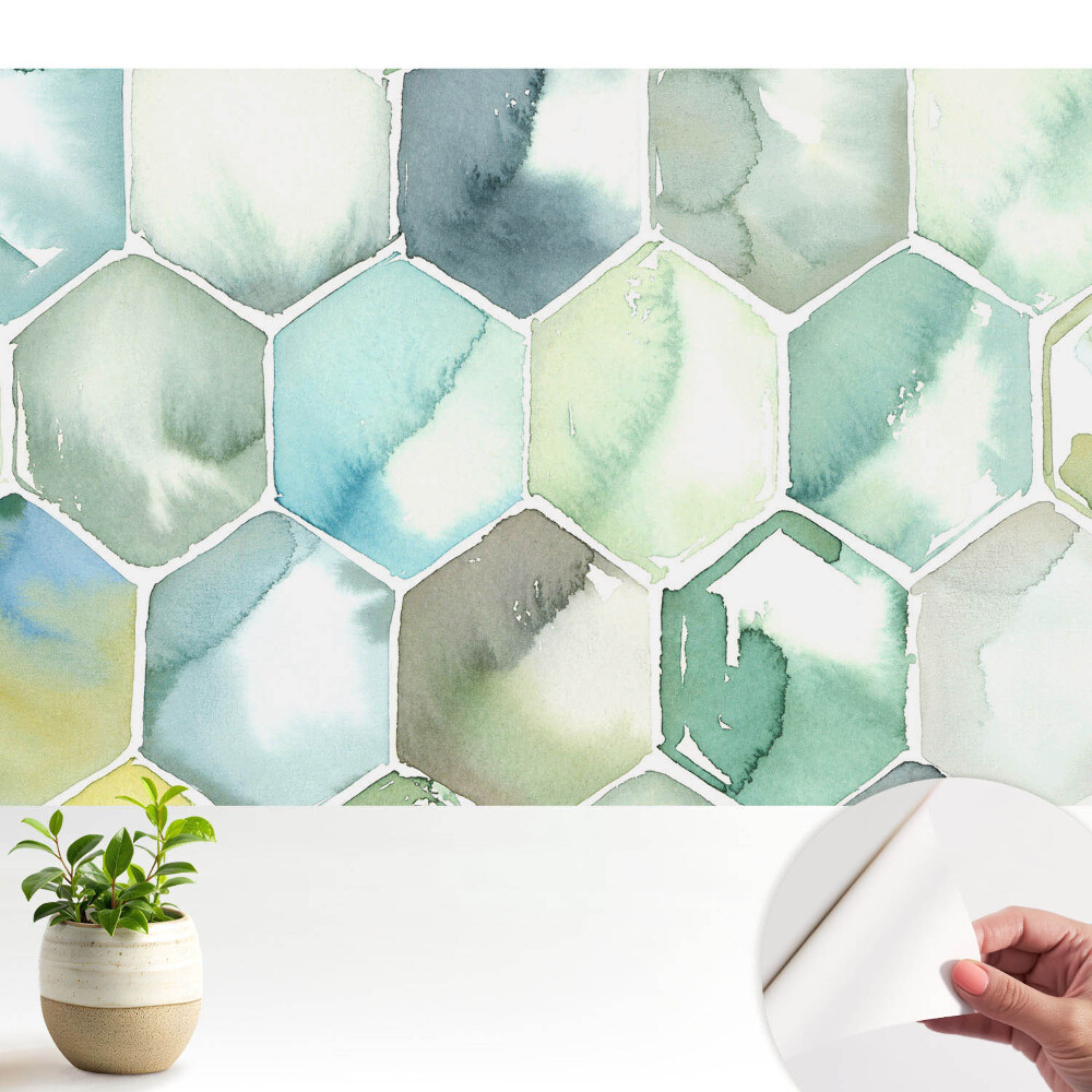 Tapeta Šestiúhelníková akvarelová harmonie