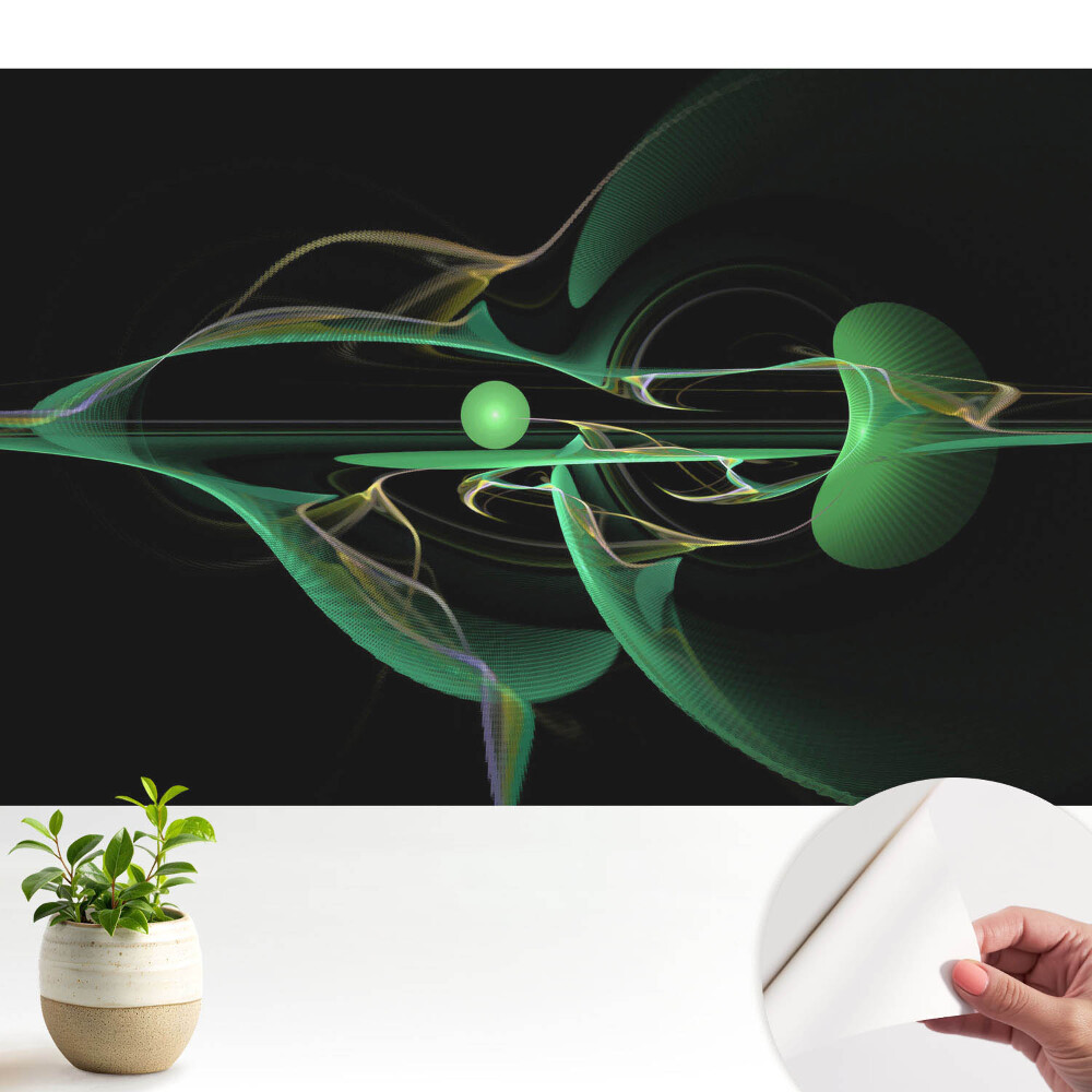 Tapeta do obyvaku Abstraktní zelené vlny a koule