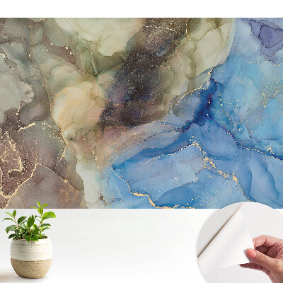 Tapeta do obývacího pokoje s abstraktním motivem v modrých a zelených odstínech