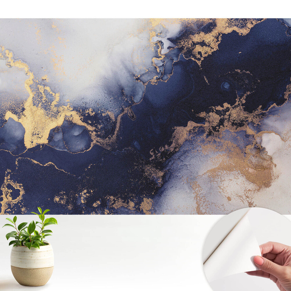 Tapeta do obyvaku Abstraktní tmavě modrá béžová elegance