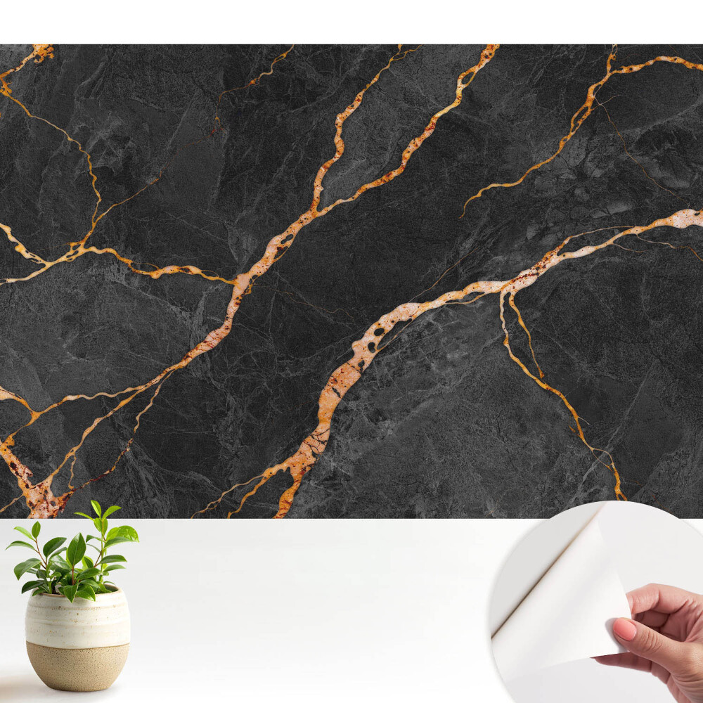 Tapeta na zeď Mramorové černé pozadí s žilkami