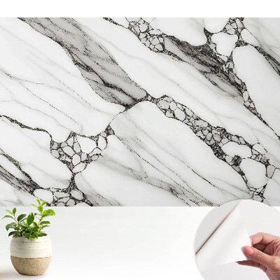 Tapeta Černé žíly na bílém kamenném pozadí