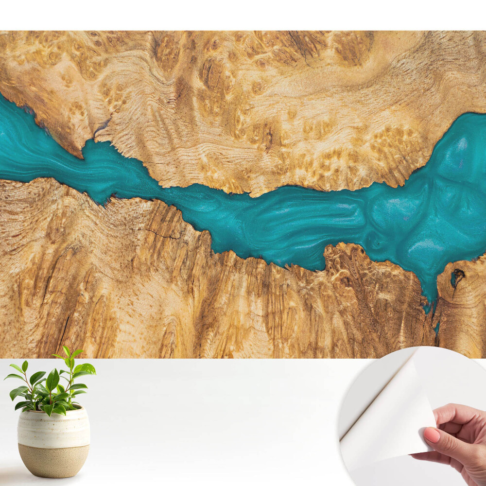 Tapeta Modrá pryskyřice a přírodní dřevo