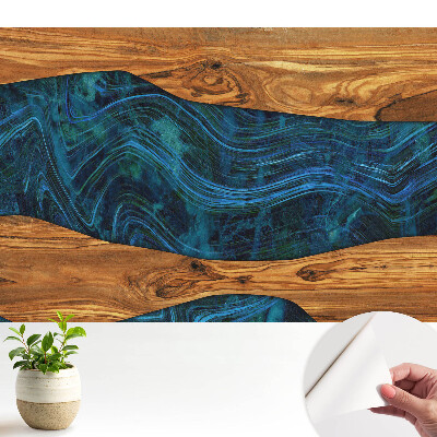 Tapeta Abstraktní mozaika ze dřeva a modré