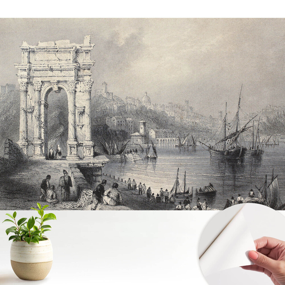 Tapeta do obyvaku Historický přístav se starobylým obloukem