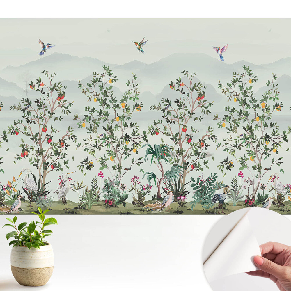 Tapeta do obyvaku Exotická přírodní krajina plná ptáků