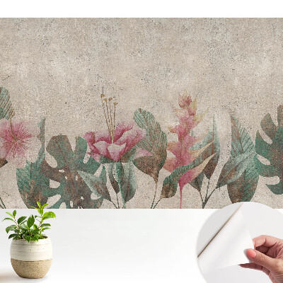 Tapeta na zeď Pastelové květiny a listy vintage harmonie