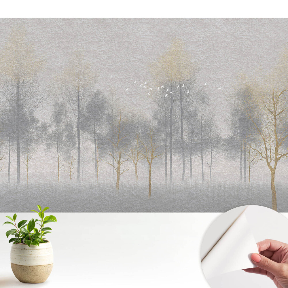 Tapeta do obyvaku Jemná lesní scenérie v minimalistickém stylu