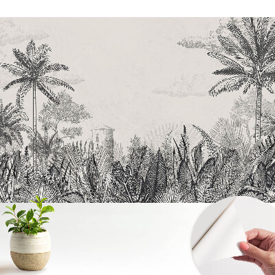 Tapeta Exotické palmy a tajemná budova