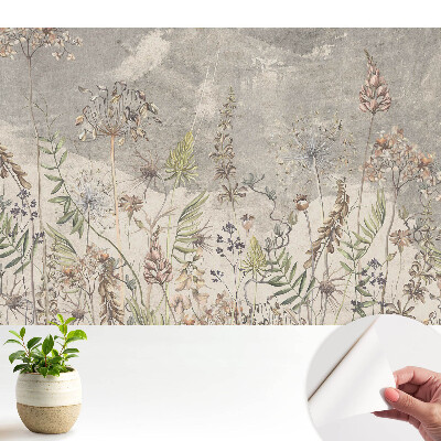 Tapeta na zeď Rustikální květiny na šedém pozadí