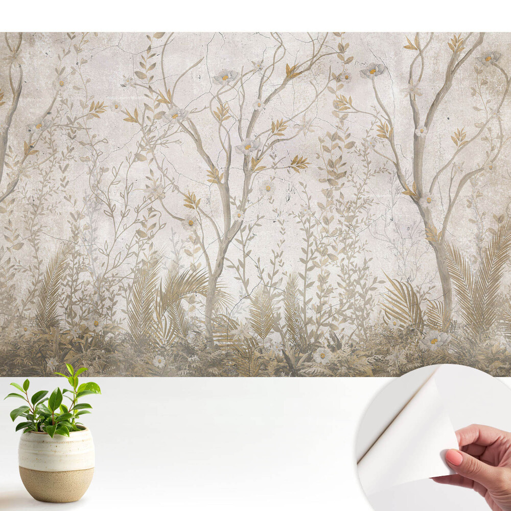 Tapeta Jemná grafika s křehkými rostlinami