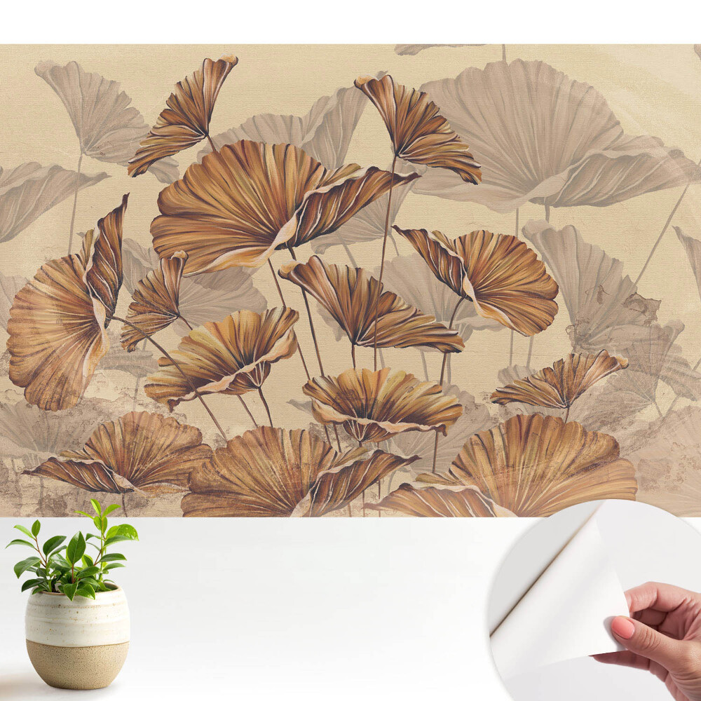 Tapeta na zeď Rustikální listí v teplých barvách