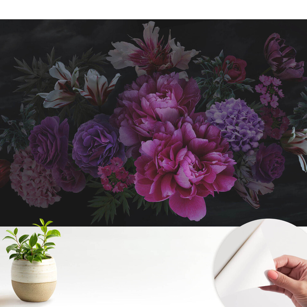 Tapeta Romantické květiny na tmavém pozadí