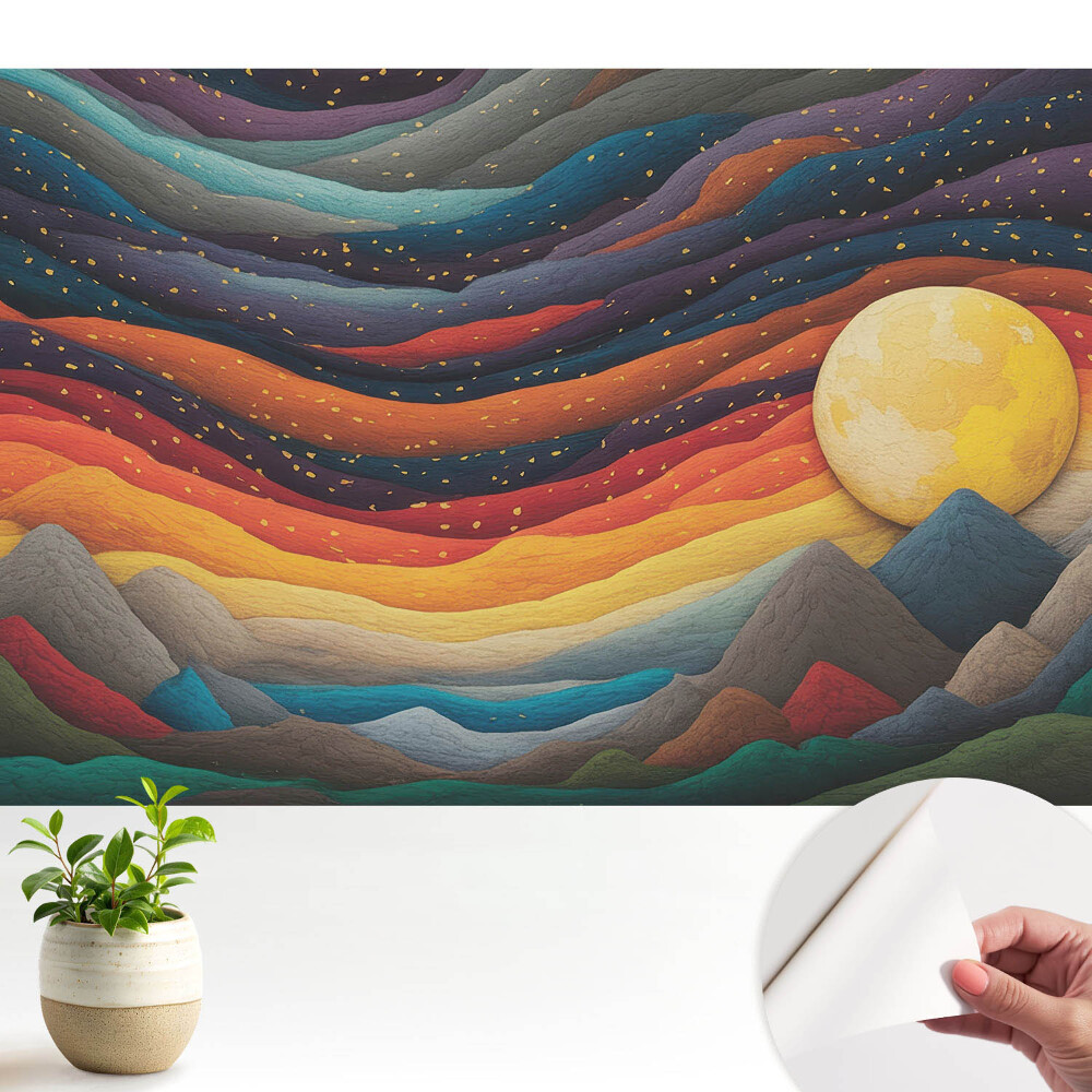 Tapeta Abstraktní horská krajina kosmické noci