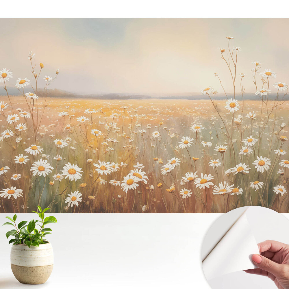 Tapeta na zeď Romantismus v pastelových odstínech sedmikráskové louky