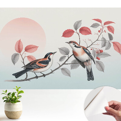 Tapeta do obyvaku Ptáci na větvi, harmonická kompozice