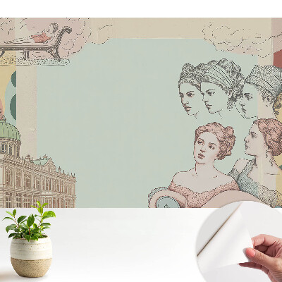 Stylová pastelová historická koláž tapeta