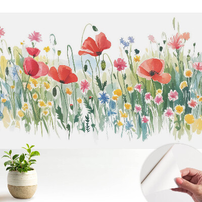 Tapeta s květinami na louce v pastelových barvách přírody