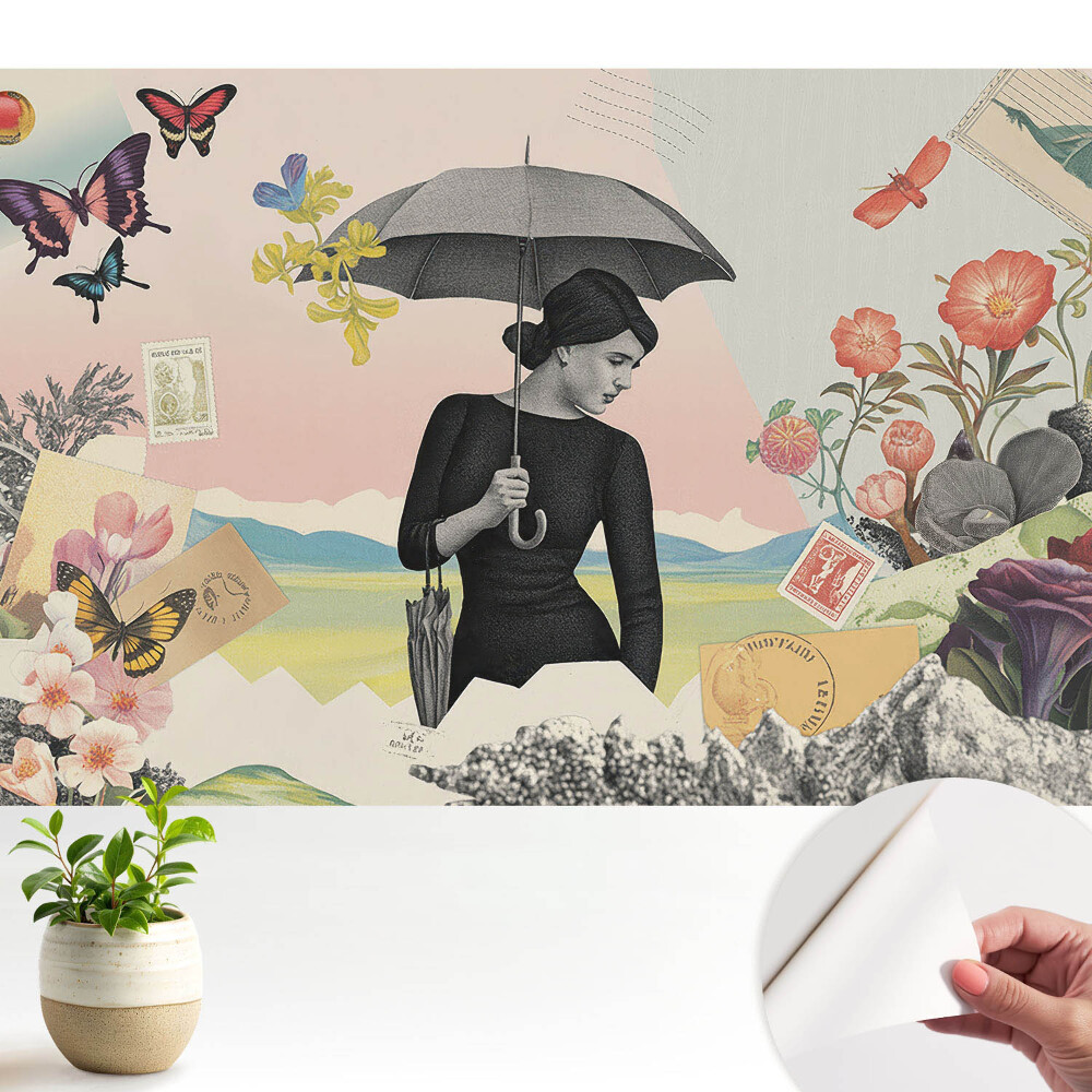 Tapeta do obyvaku Barevná koláž retro surrealismu