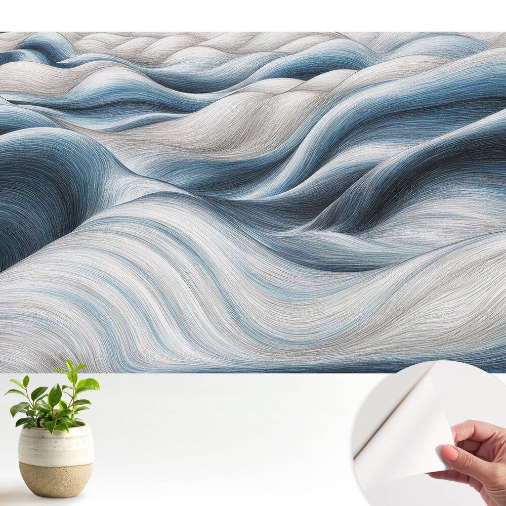 Tapeta na zeď Vlnité měkké linie v odstínech modré