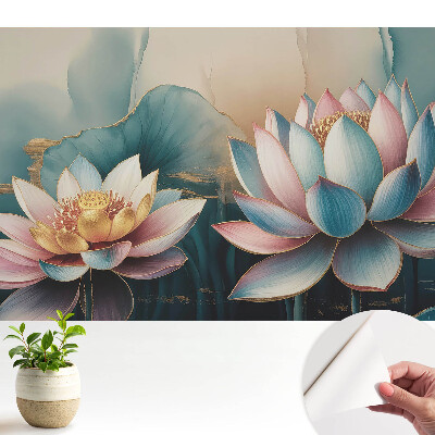 Tapeta s jemnými lotosovými květy v abstraktním stylu