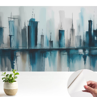 Tapeta Město v akvarelu s klidným moderním akcentem