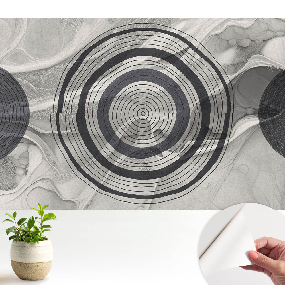 Tapeta Tónová abstrakce soustředných kruhů