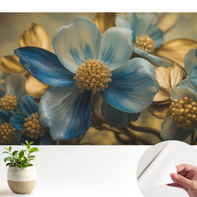 Tapeta na zeď Modré květy se žlutým středem