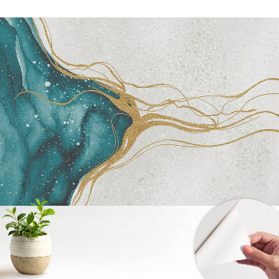 Tapeta na zeď Abstrakce v tyrkysové a žluté barvě