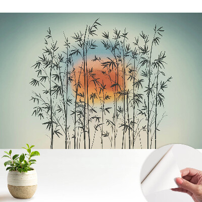 Tapeta do obyvaku Harmonický západ slunce s bambusovými výhonky