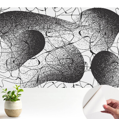 Tapeta do obyvaku Černé čáry na bílém pozadí