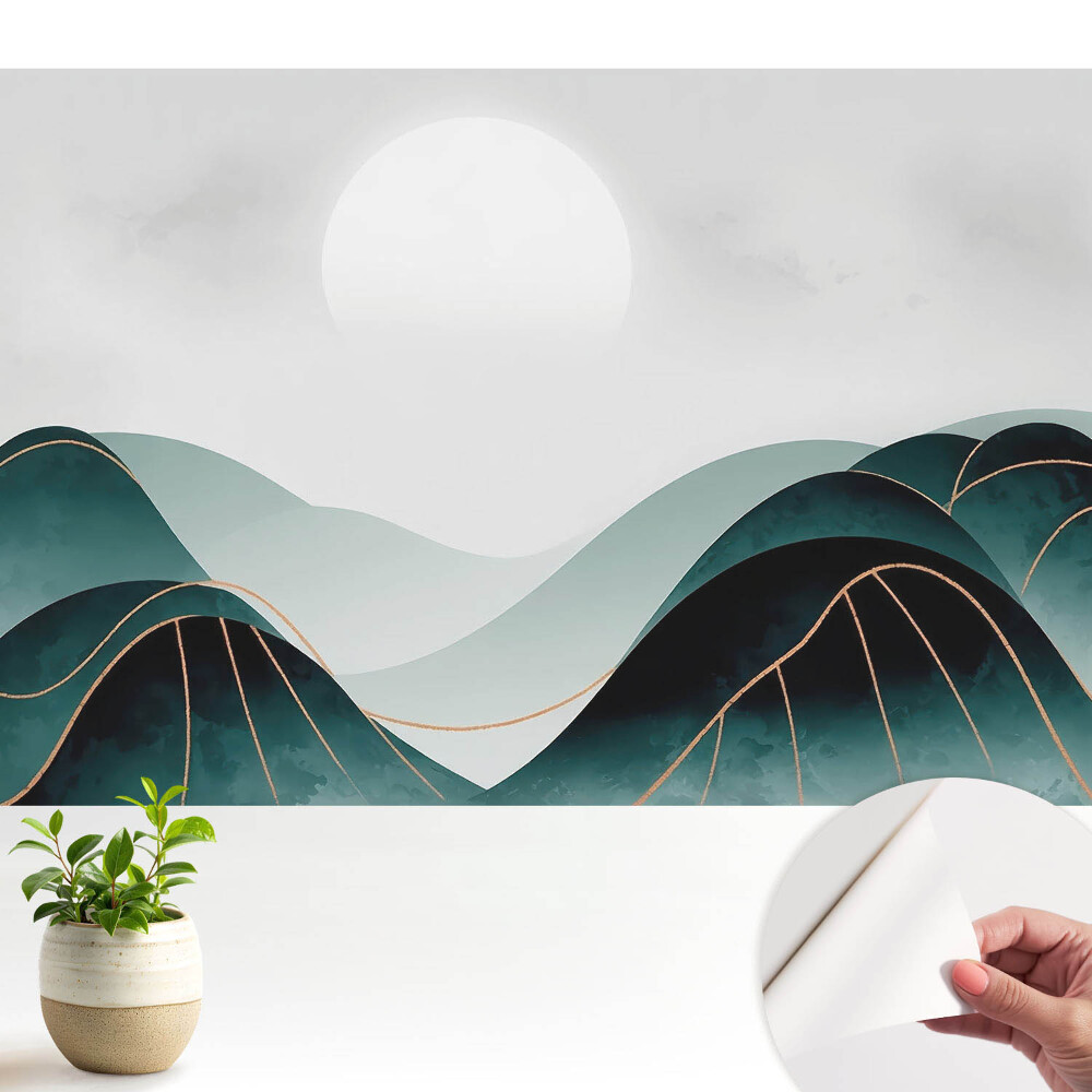 Tapeta Moderní krajina se zelenými kopci.