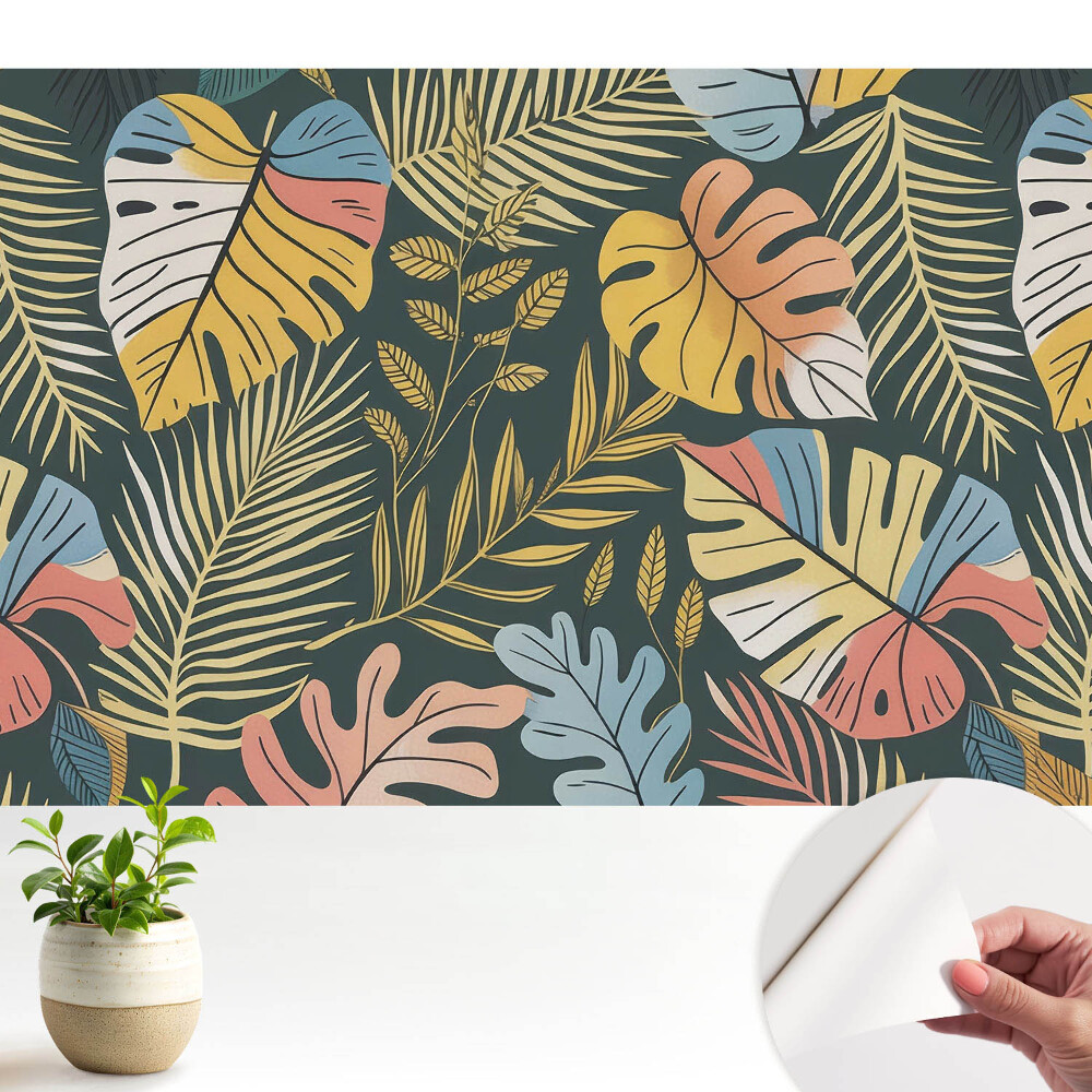 Tapeta Barevné tropické listy na tmavém pozadí