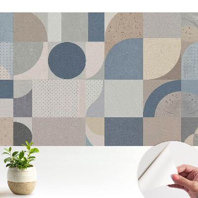 Tapeta na zeď s geometrickými vzory v tlumených barvách