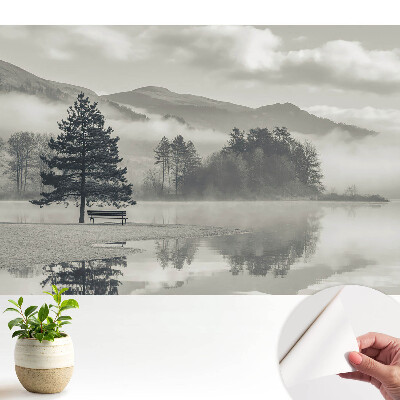 Tapeta do obývacího pokoje s motivem okouzlující mlhy nad jezerem v klasickém stylu