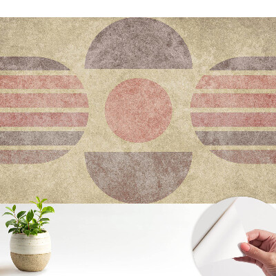 Tapeta do obývacího pokoje s retro geometrickým vzorem v pastelových barvách