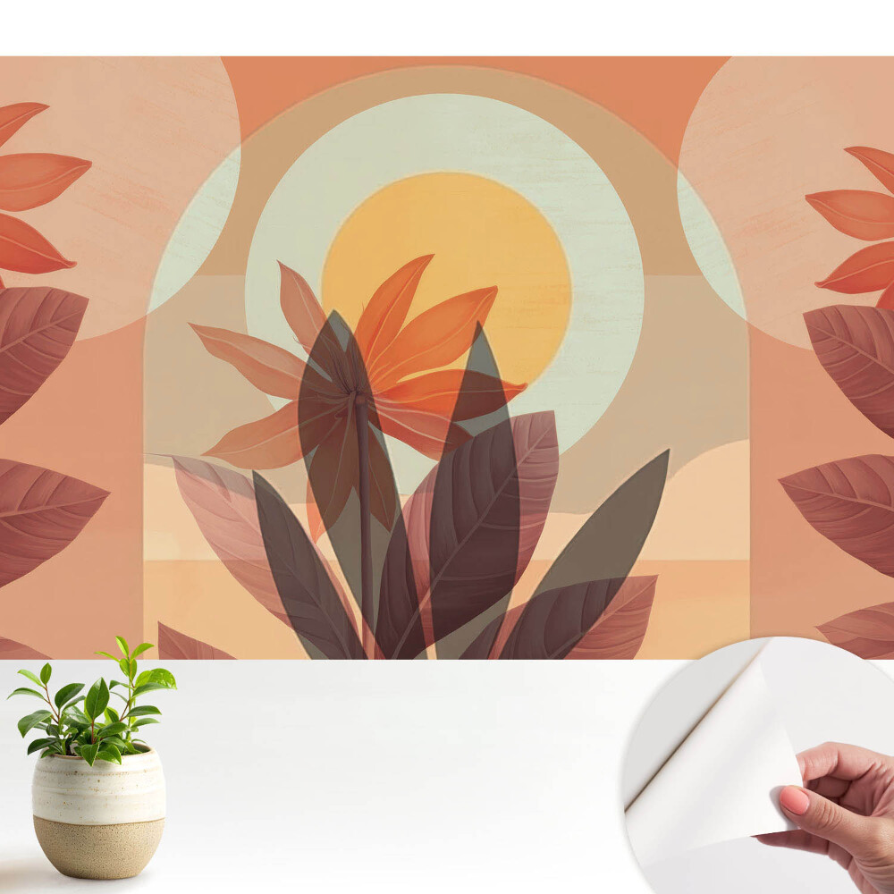 Tapeta do obyvaku Květinová abstrakce symetrie teplo