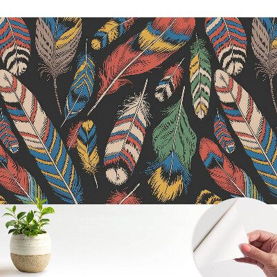 Tapeta Barevné peří v boho stylu