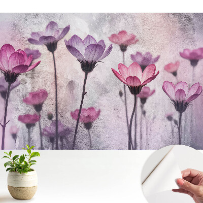 Tapeta do obývacího pokoje s motivem okouzlujících květin v pastelových barvách