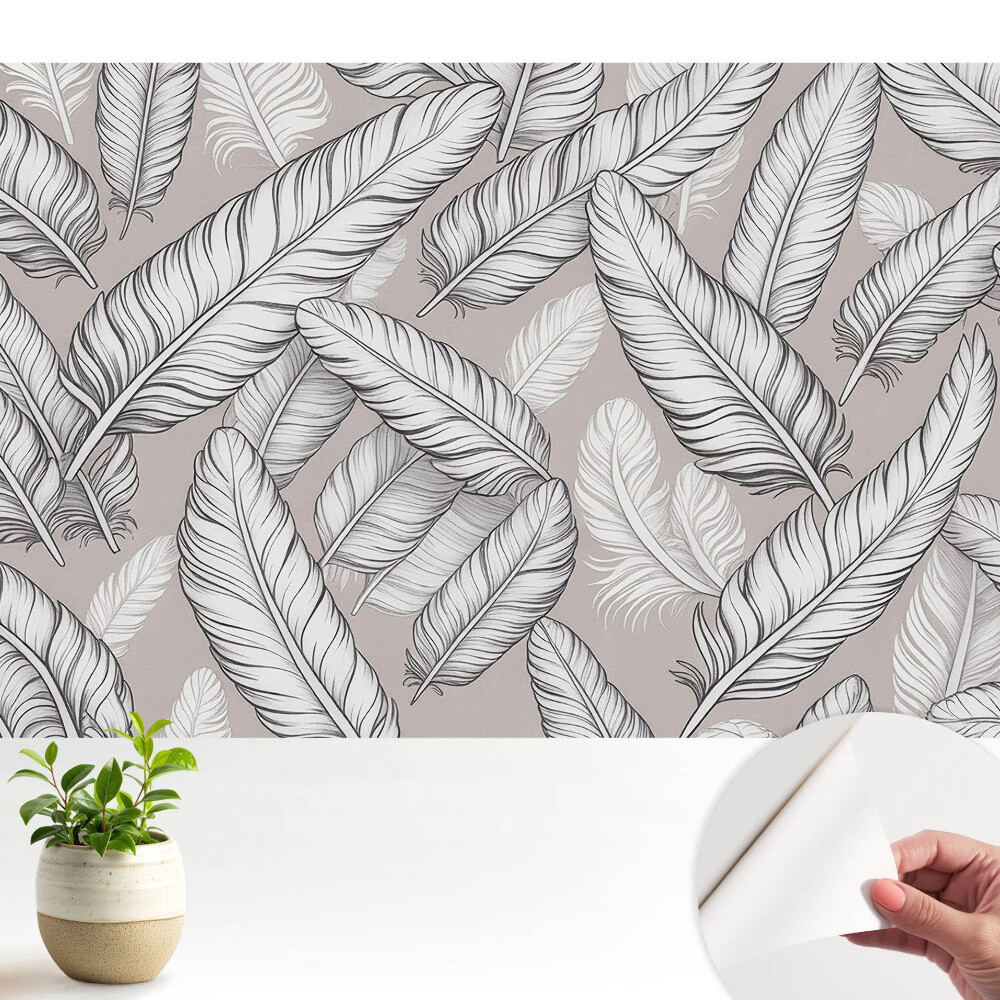 Tapeta Jemné peří, symetrický vzor, ​​klasická elegance