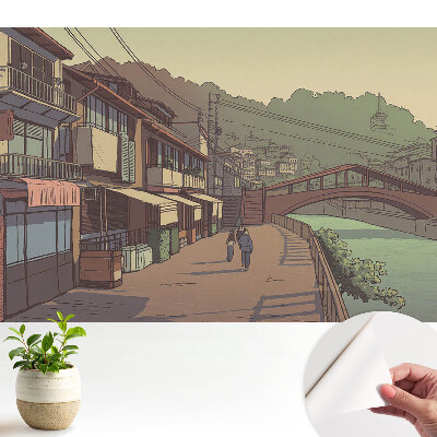 Tapeta Most a ulice v pastelových barvách