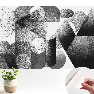 Tapeta s abstraktním motivem geometrických tvarů v černé a šedé