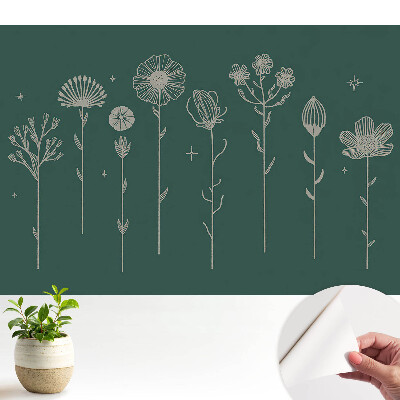 Tapeta na zeď Minimalistické květinové motivy na zeleném pozadí